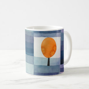 Taza De Café Paul Klee Heraldo de Otoño Azul Moderno Abstracto