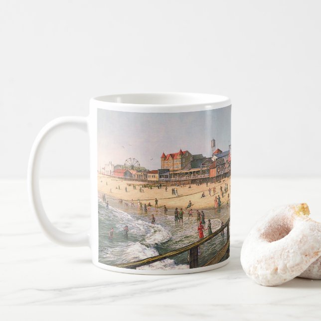 Taza De Café Paul McGehee "Ocean City Panorama - 1915" Mug (Con donut)