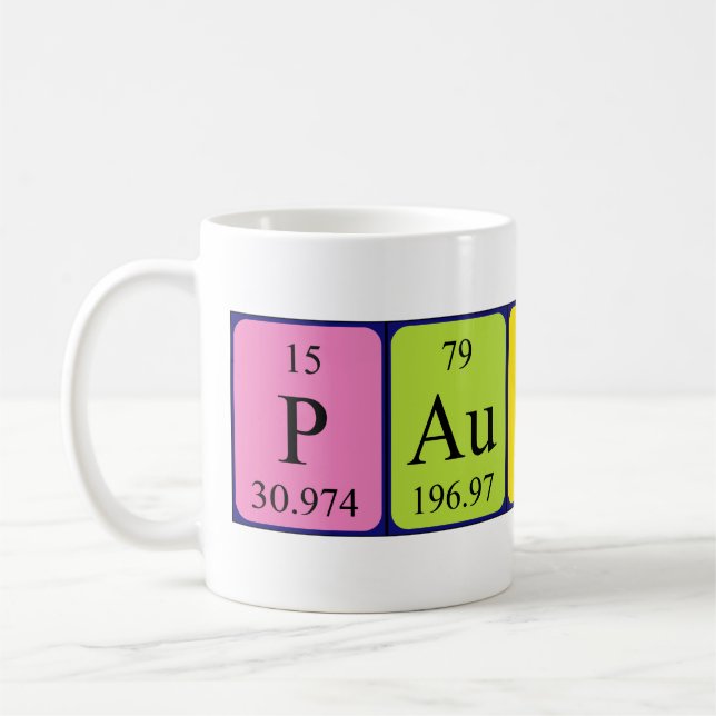 Taza De Café Paulino periódica nombre de tabla mug (Izquierda)