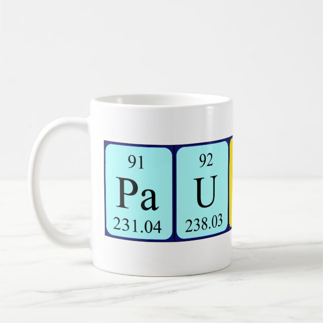 Taza De Café Paulino periódica nombre de tabla mug (Izquierda)