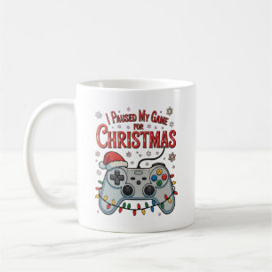 Taza De Café Pausé mi juego por Navidad Jugador Juegos Navidade