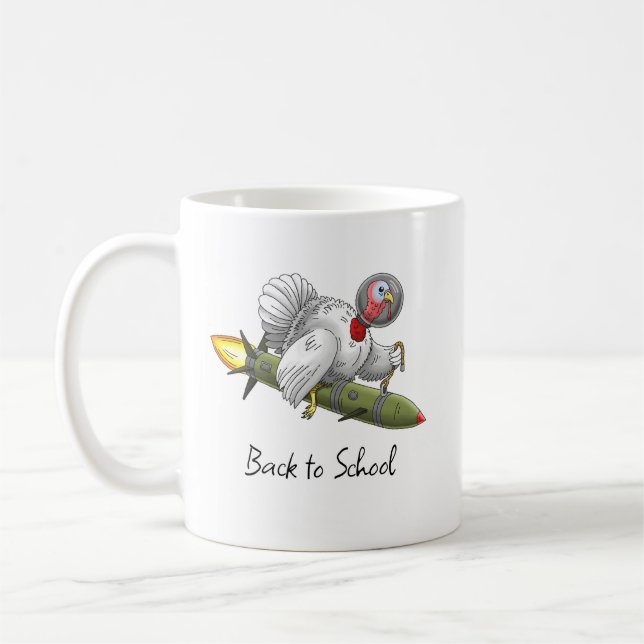 Taza De Café Pavo Cohete Regreso a la Escuela (Izquierda)