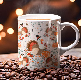 Taza De Café Pavo de Acción de Gracias Patrón de Otoño