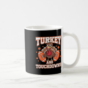 Taza De Café Pavo de Acción de Gracias y Touchdowns Footbyll Ho