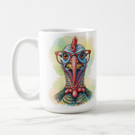 Taza De Café Pavo Divertido con Gafas Caricatura Divertida
