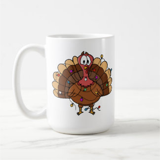 Taza De Café Pavo festivo con luces de cuerda