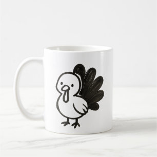 Taza De Café Pavo minimalista: diseño de pájaro de tinta juguet