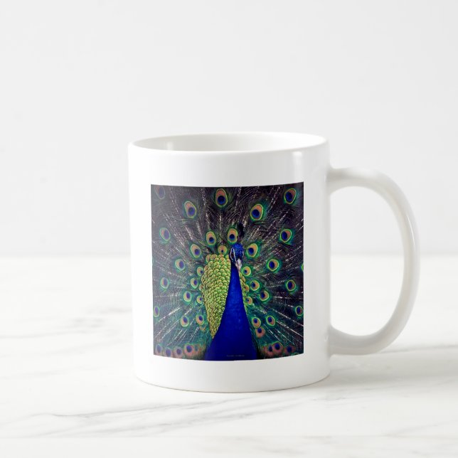 Taza De Café Pavo Real Azul Cobalto (Derecha)