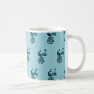 Taza De Café Pavo real azul romántico