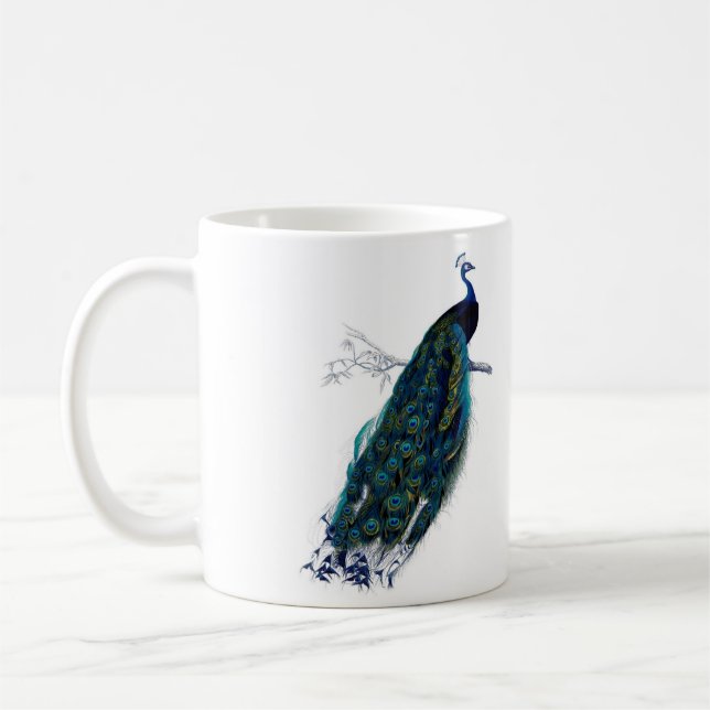 Taza De Café Pavo real del vintage (Izquierda)