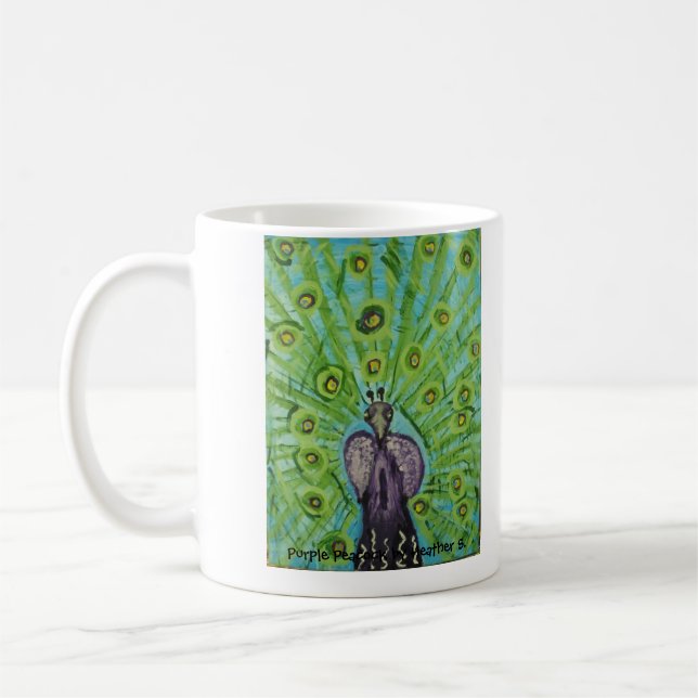 Taza De Café Pavo real púrpura por el brezo S. (Izquierda)