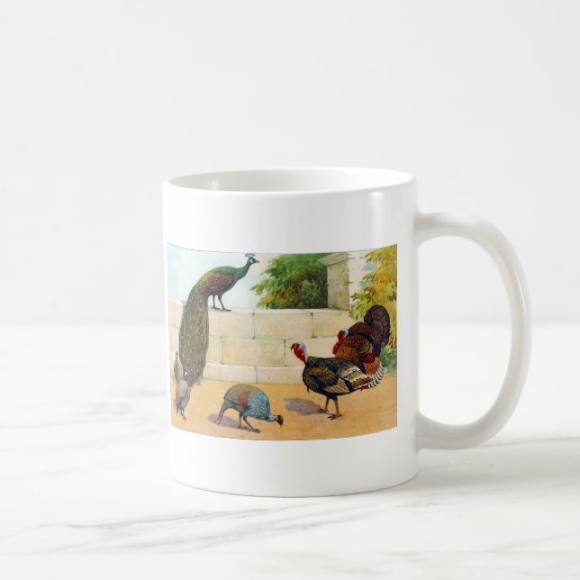 Taza De Café Pavo real, Turquía, y aves de Guinea (Derecha)