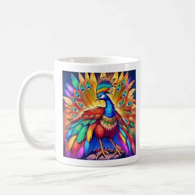 Taza De Café Pavo real vibrante  (Izquierda)