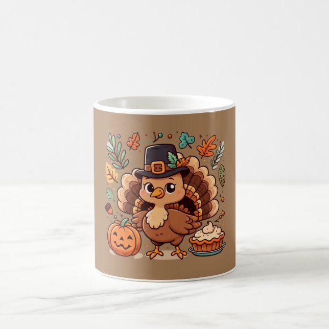 Taza De Café Pavo y calabaza Personalizado lindo Día de Acción  (Centro)
