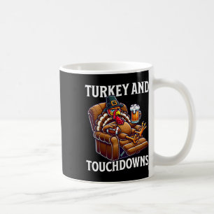 Taza De Café Pavo y touchdowns Día de Acción de Gracias Fútbol
