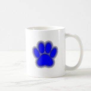 Taza De Café Paw De Perro En Azul Con Brotes