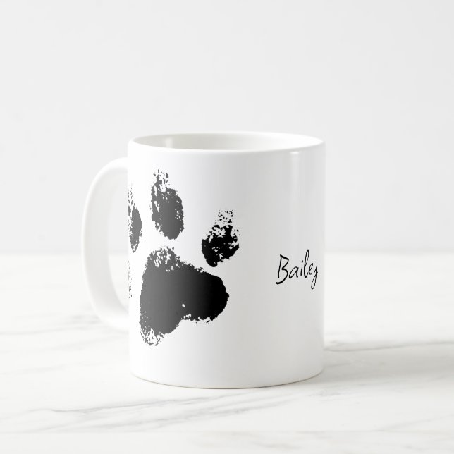 Taza De Café Paw de perro mascota con nombre personalizado (Anverso izquierdo)