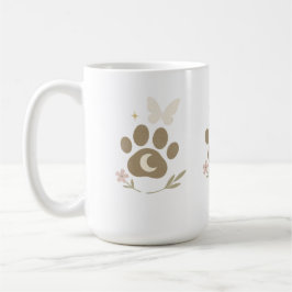 Taza De Café Paw en memoria del mascota con la luna y la maripo