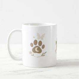 Taza De Café Paw en memoria del mascota con la luna y la maripo