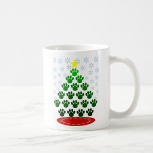 Taza De Café Paw Imprime Mug de árbol de Navidad