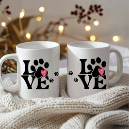 Taza De Café Paw Print Heart Coffee Mug