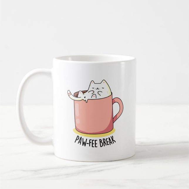 Taza De Café Pawfee Break Funny Cat Coffee Pun (Izquierda)