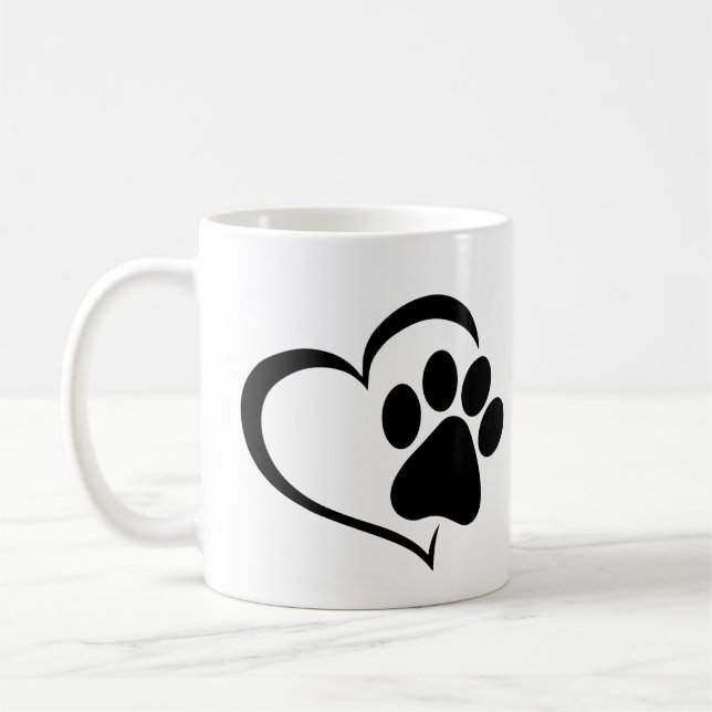 Taza De Café PawPrint con diseño de corazón (Izquierda)