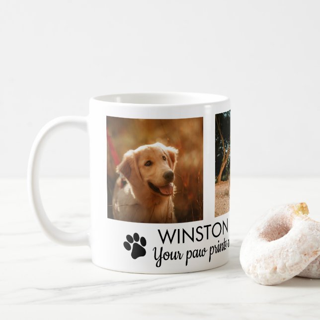 Taza De Café Pawprints Dog Memorial Photo Coffee Mug (Con donut)
