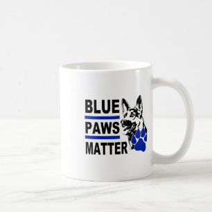 Taza De Café Paws azules ; Perro policial; Pegatina