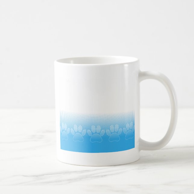 Taza De Café Paws Azules Y Blancos Con Fondo De Prensa (Derecha)