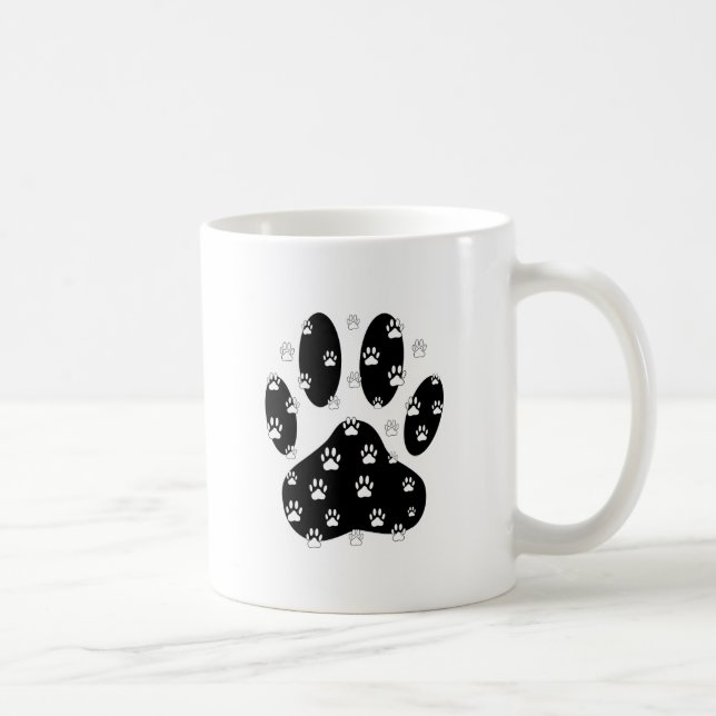 Taza De Café Paws Blancos Sobre La Papelera Negra (Derecha)