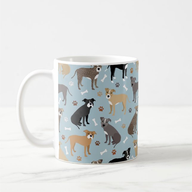 Taza De Café Paws de Pitbull y café de huesos Mug (Izquierda)