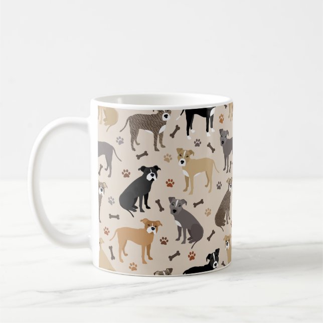 Taza De Café Paws de Pitbull y café de huesos Mug (Izquierda)