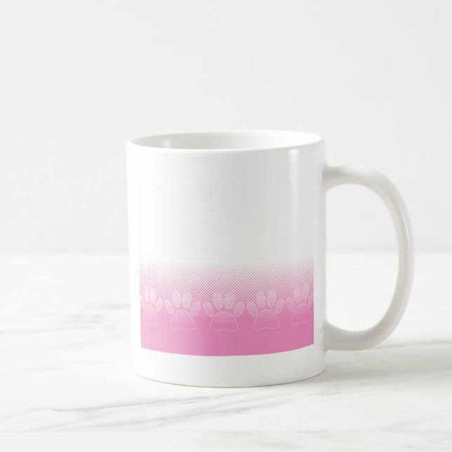 Taza De Café Paws Rosados Y Blancos Con Fondo De Prensa