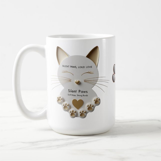 Taza De Café Paws silenciosos, amor fuerte - Mug de papel de ga (Izquierda)