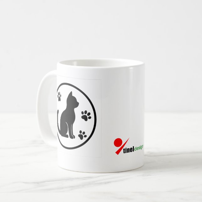 Taza De Café Paws silenciosos - Silueta de gato mínima (Anverso izquierdo)