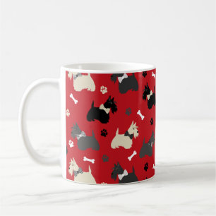 Taza De Café Paws y huesos aterradores escoceses rojos