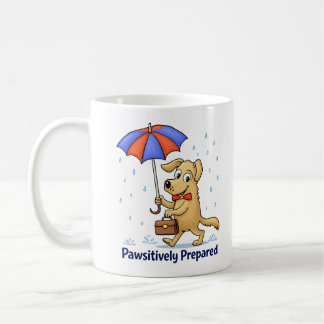 Taza De Café Pawsitively Prepared – Cute Dog with Umbrella