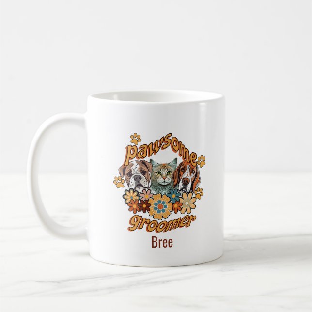 Taza De Café Pawsome Groomer Personalized Mug (Izquierda)