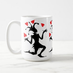 Taza De Café Payaso espeluznante jugando con corazones