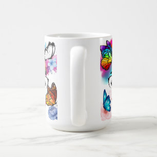 Taza De Café Payaso, mariposas y colores pastel