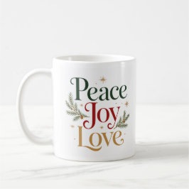 Taza De Café Paz Alegría Amor Tipografía Vintage Elegante