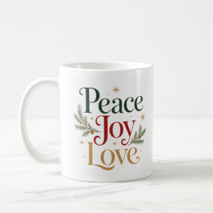 Taza De Café Paz Alegría Amor Tipografía Vintage Elegante 