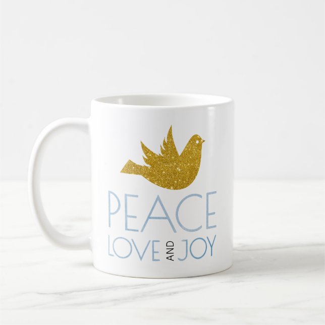 Taza De Café Paz, amor, acuarela de alegría, Navidades de palom (Izquierda)