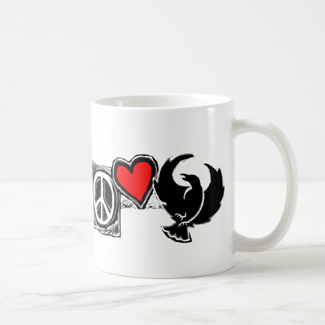 Taza De Café Paz, amor, araña. ¡Tazas de café! (Derecha)