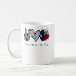 Taza De Café Paz Amor Bandera de Texas Girasol