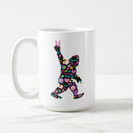 Taza De Café Paz Amor Bigfoot Hippie Divertido Amante de Bigfoo