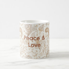 Taza De Café Paz Amor Bohemio Hippie Sesenta Estampado de Paisl