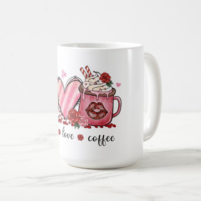 Taza De Café Paz, amor, café Mug: Sip con estilo ☕ (Anverso derecho)