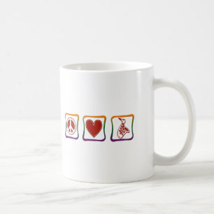 Taza De Café Paz Amor cuadrados de arco iris saxofón